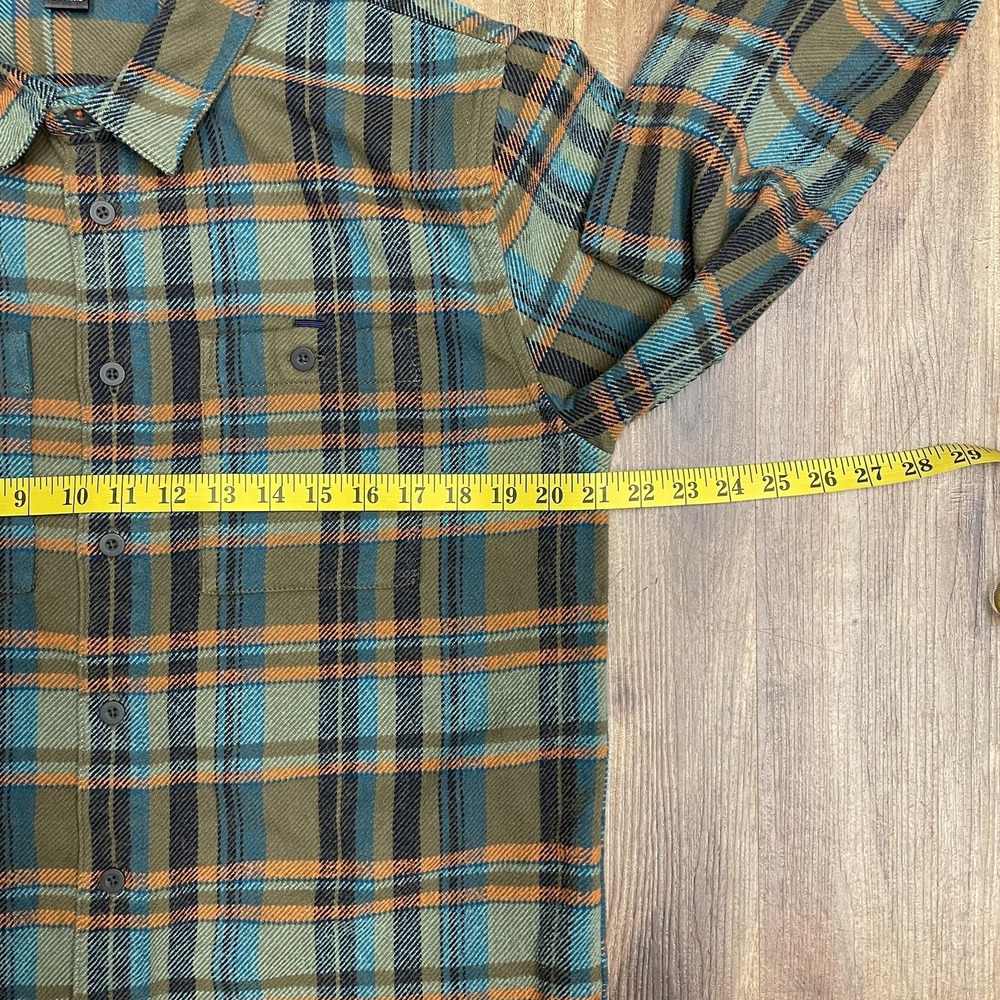 Cotopaxi Flannel Mens M Orange Blue Green Plaid Mero Button Up Organic Cotton - Picture 6 of 7